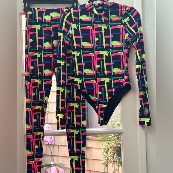 DOLLS KILL/ AKIRA 2 PIECE BODYSUIT AND PANTS LEGGINGS SOFT STRETCHY SZ SMALL - Picture 5 of 13